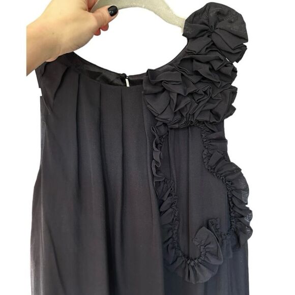 Marciano Black Ruffle Appliqué Sleeveless Bubble Mini Dress - Picture 4 of 7